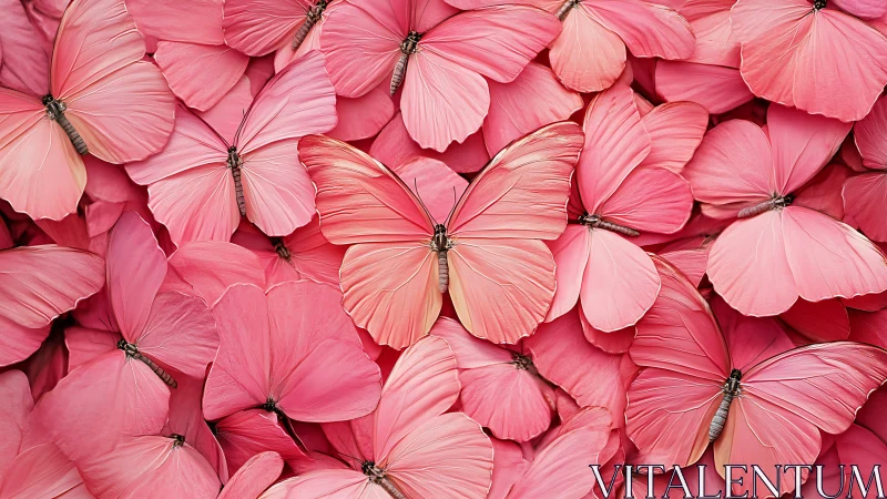 Monochrome pink butterflies in dense symmetrical composition.