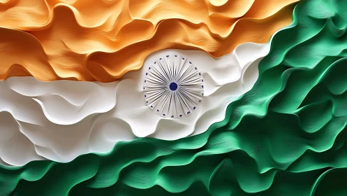 Textured 3D reinterpretation of the Indian tricolour flag design