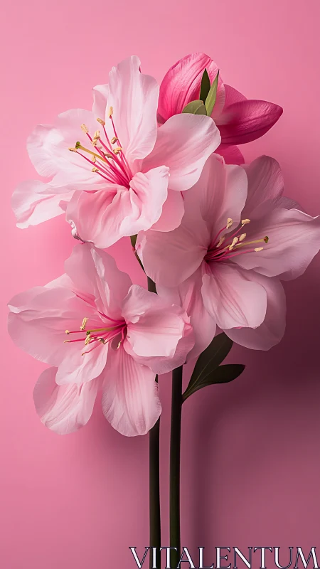 Pink Flowering Plant Arrangement Against Monochromatic Background
