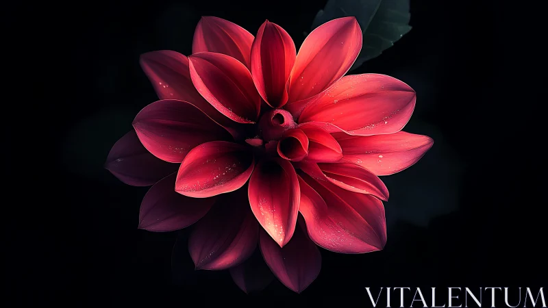 Radiant Crimson Bloom Against Darkness.