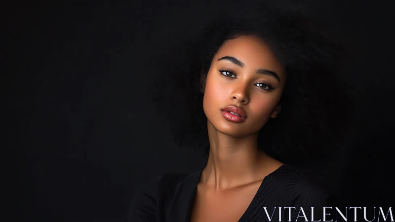 Softly lit portrait of a poised woman in quiet reflection.