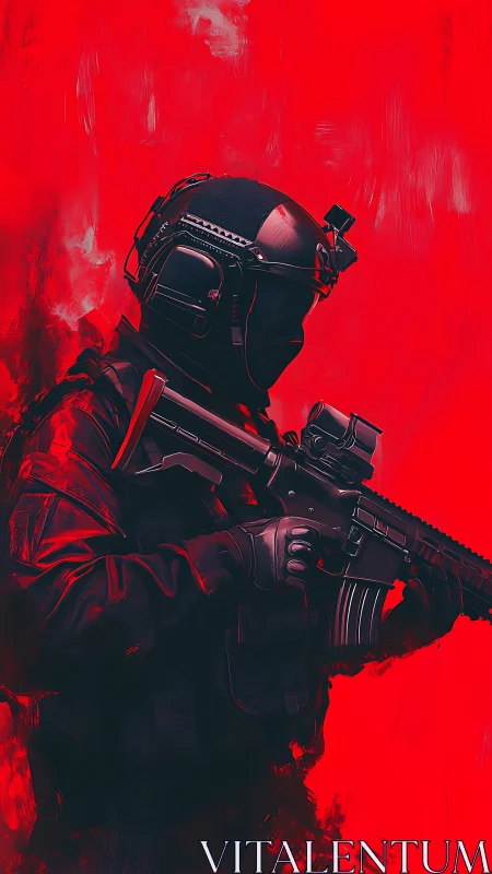 Crimson hush of the tactical phantom on watchful edge.