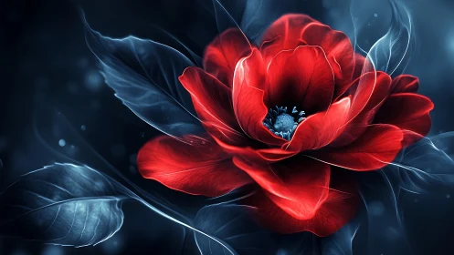 Crimson Blossom Ignites the Midnight Garden.