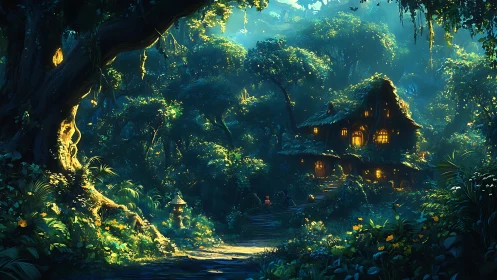 Enchanted Forest Cottage Glows with Warmth and Wonder