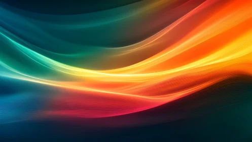 Glowing rainbow waves drifting softly through deep twilight.