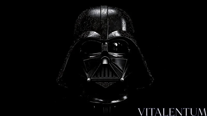 Dark sci fi helmet portrait on black background in shadow.