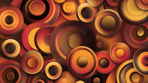 Concentric copper circles in layered retro depth design.