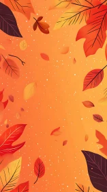 Autumn foliage border in warm gradient digital illustration.