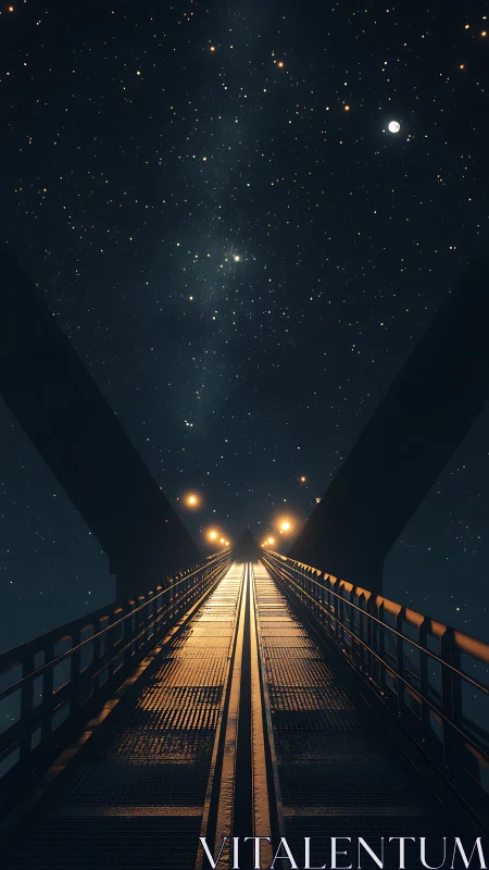 Starlit bridgeway guiding night wanderers into the cosmos.