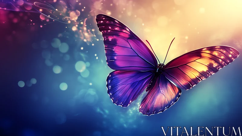 Luminous twilight butterfly gliding through prismatic dreams.