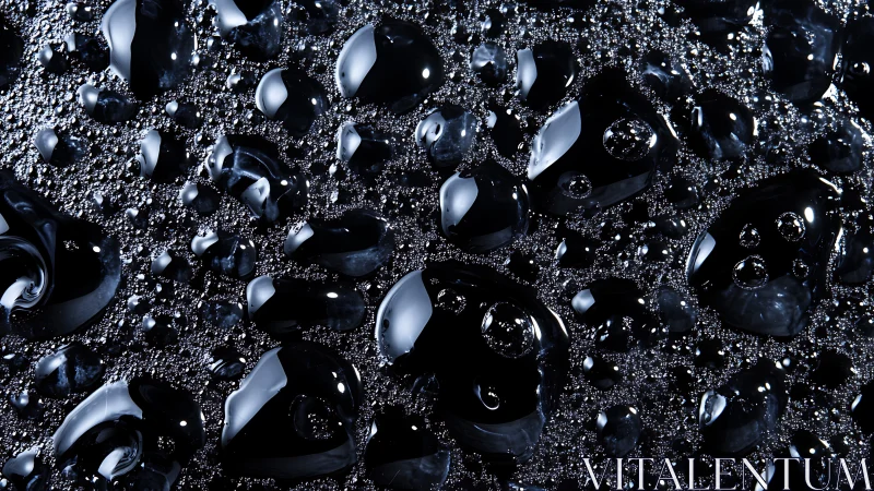 Dark liquid surface shows clustered reflective macro bubbles