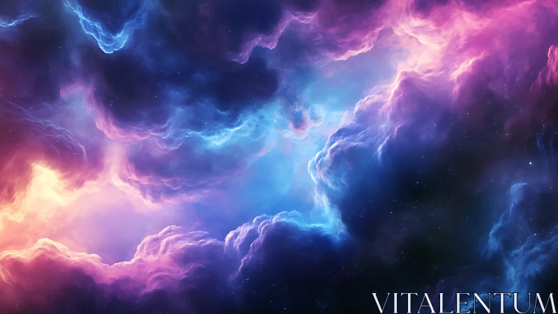 Starlit nebula storms swirling in neon twilight hush.