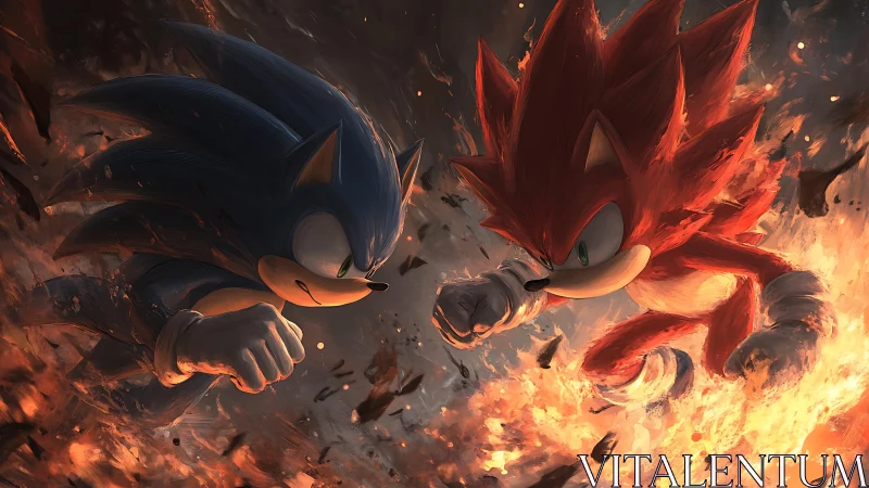 Rival hedgehogs clash in a fiery high-speed showdown.