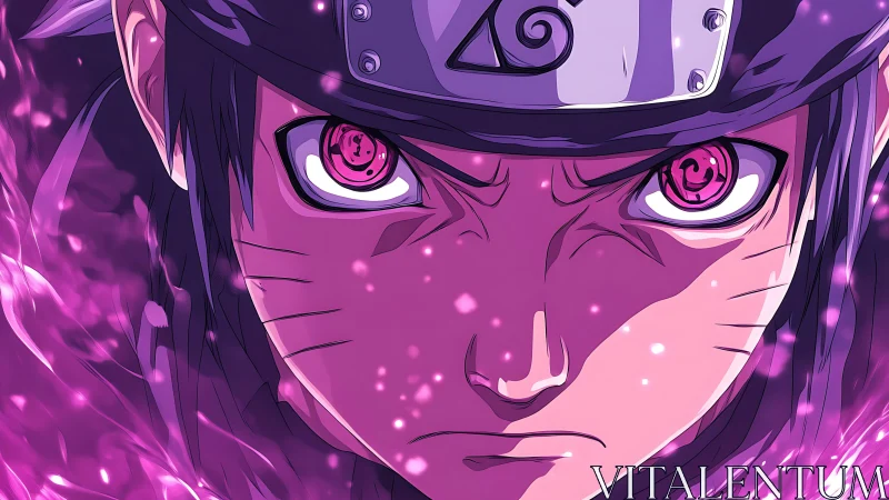 Anime close-up portrait with intense magenta energy aura.