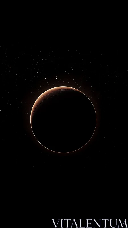 Crescent planet emerging from deep cosmic shadow glow.