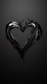 Liquid Heart Form Against Dark Background
