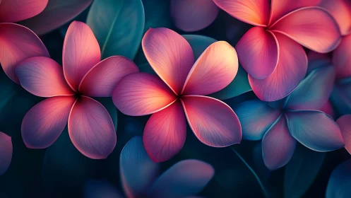 Chromatic Plumeria Petals: Gradient-Modulated Floral Digital Geometry.