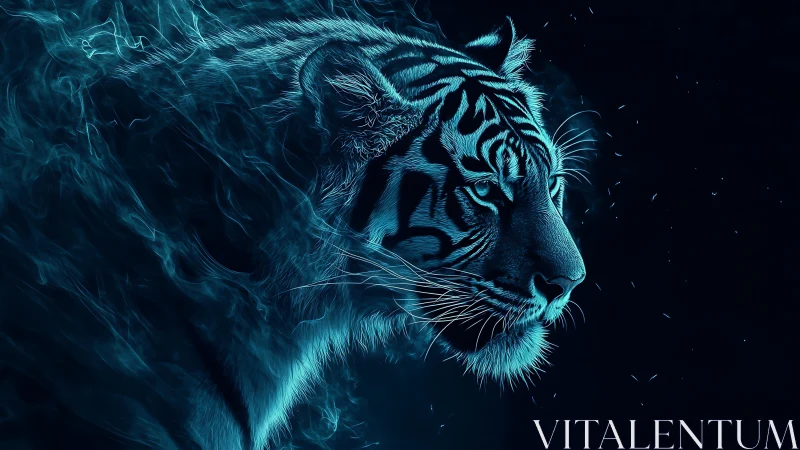 Neon spectral tiger profile in luminous digital painting.