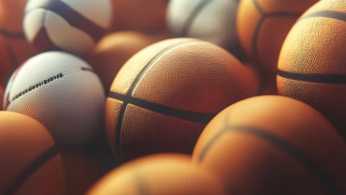 Oddball in the paint: lone white basketball among many peers.