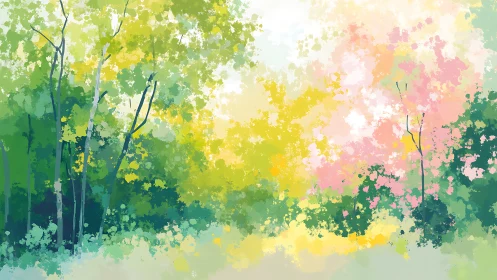 Enchanted Forest in Bloom: Where Nature Dances in Soft Light.