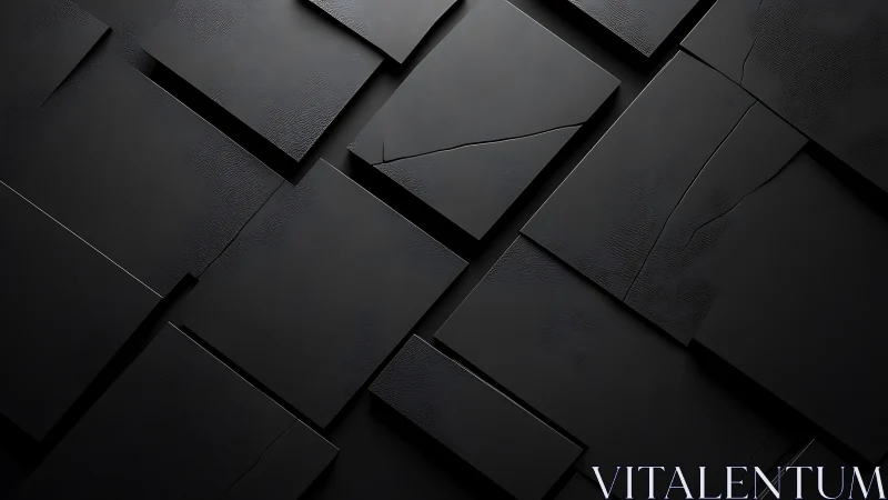 Softly lit black panels with quiet cracks and texture.