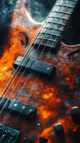 Electric guitar glows with molten textures and rising smoke