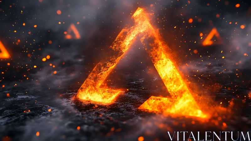 Flaming Arrow Symbol in Lava and Embers.