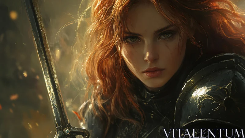 Storm-eyed ember knight poised amid drifting battle dust.