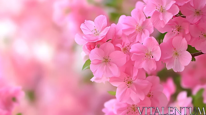 Pink flowering shrub cluster with shallow depth of field focus.