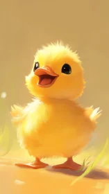 Cheerful Yellow Duckling Portrait.