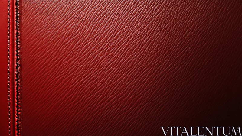 Textured crimson leather surface with stitched border detail.