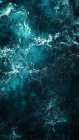 Midnight tide churns in electric teal and shadowed depths.