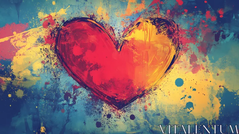 Heart Exploding Color Splatter Abstract Art.