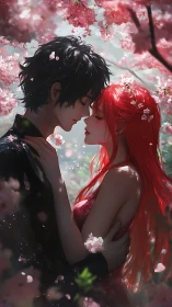 Blossom-kissed lovers paused beneath a trembling spring sky.