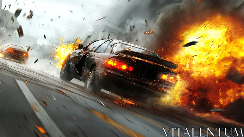 Explosive High-Speed Chase: Fiery Action Unfolds