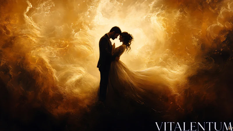 Romantic Embrace Glowing in Golden Light
