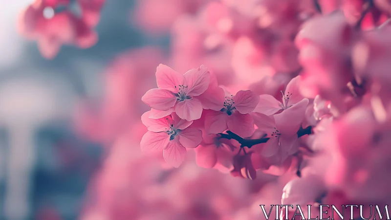 Pink Geranium Blossoms in Soft Focus.