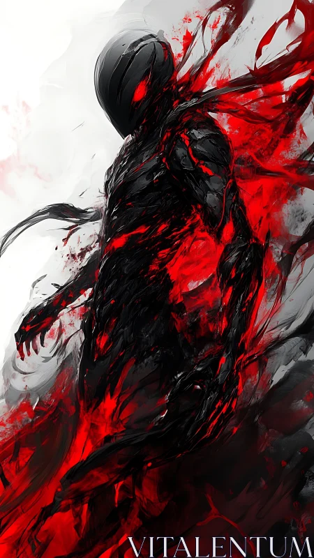 Shadow entity emerges from crimson vortex of liquid energy.