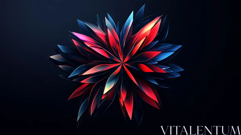 Prismatic petals whirl like neon blades in quiet orbit