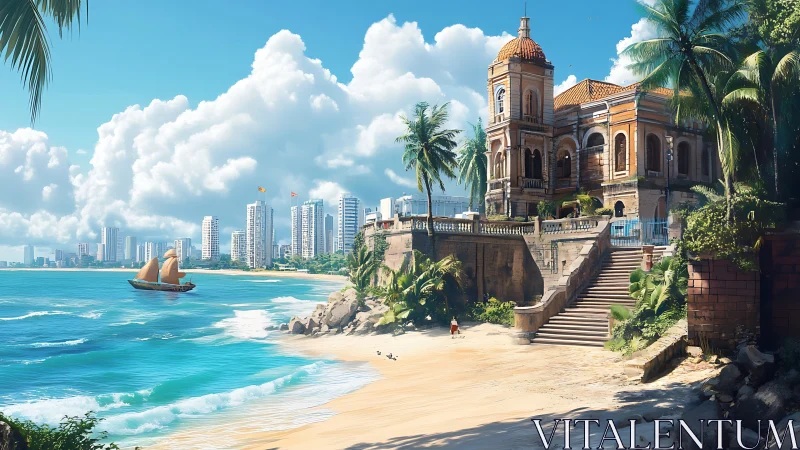 Coastal mansion and cityscape convergence.