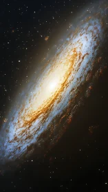 Spiral galaxy with bright core and dust lanes in deep space.