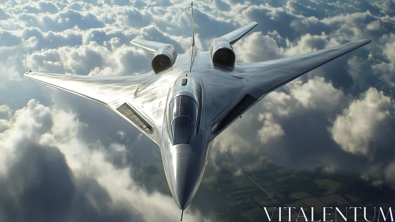 Silver skyblade sweeps through sculpted clouds at speed