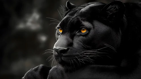 Shadow Royalty: The Black Panther's Golden Gaze
