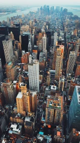 Aerial telephoto study of dense high-rise Manhattan grid