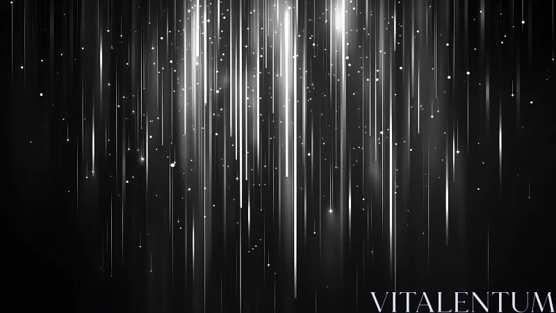 Vertical light streaks stream downward across dark gradient