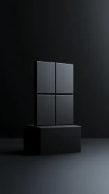 Midnight monolith window sculpture in precise minimal calm.
