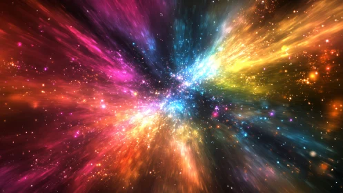 Starlight Speedway Burst in Neon Rainbow Cosmos Glow.