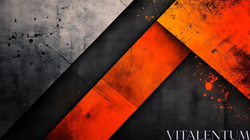 Grunge abstract geometric background with orange and black diagonal lines.