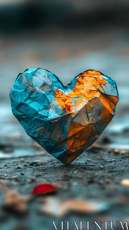 Dichroic Heart-Shaped Crystal with Cyan and Amber Refraction
