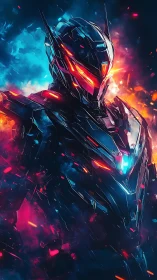 Neon warborn sentinel ignites between frost and starfire